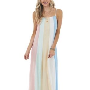 Davi & Dani Pastel Multicolor Colorblock Maxi dress (never worn)